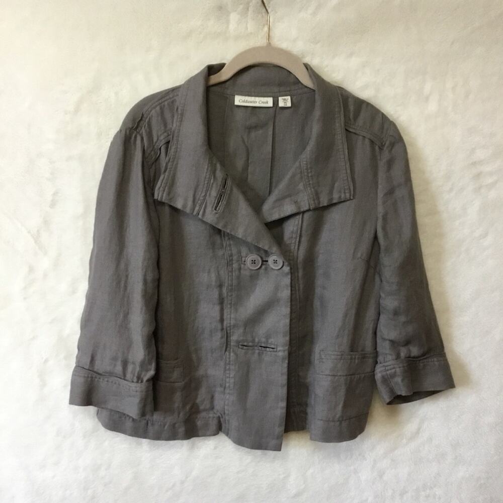 Coldwater Creek Gray Linen Jacket - Picture 2 of 7
